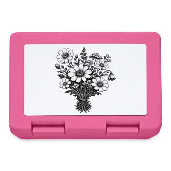 Botanique de linogravure vintage des fleurs sauvages - Boîte à goûter - rose - Devant