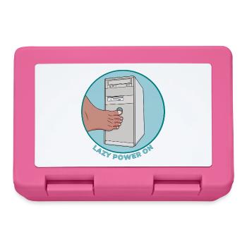Lazy Power On Retro PC Tower Toe Press Funny Tech - Lunchbox - pink - Front