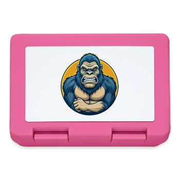 Gorilla Kawaii Mascot Cartoon Clipart Logo Badge - Lunchbox - pink - Front