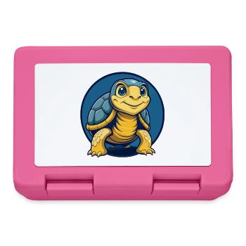 Turtle Kawaii Maskottchen Cartoon Clipart Logo Abzeichen - Brotdose - Pink - Vorne