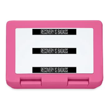 Recovery Is Badass Motivational Recovery Quote Logo - Lunchbox - pink - Front