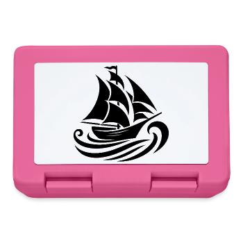 Segelboot Silhouette Meer und Wellen - Brotdose - Pink - Vorne