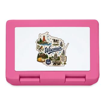 Wisconsin Dairyland State Vintage-Aufkleber - Brotdose - Pink - Vorne
