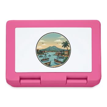 Neapel, Italien, Vesuv-Bucht-Aufkleber - Brotdose - Pink - Vorne