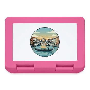 Venedig, Italien Rialto-Brücke-Gondelaufkleber - Brotdose - Pink - Vorne