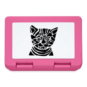 Schwarze Grafikkatze – Geometrisches Porträt - Brotdose - Pink - Vorne