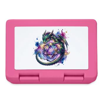 Cute Dragon with D20 Dice – Pen & Paper - Lunchbox - pink - Front