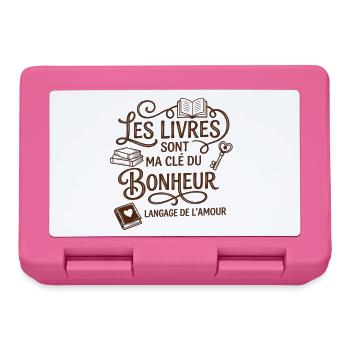 Booklover : Les livres sont ma clé du bonheur - Boîte à goûter - rose - Devant