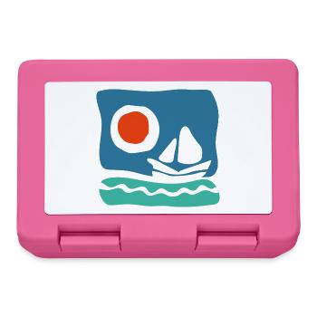 Segelboot auf azurblauem Meer – Meeresillustration - Brotdose - Pink - Vorne