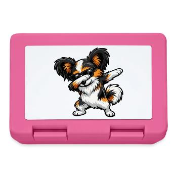 Dabbing Papillon in Comic Style - Lunchbox - pink - Front