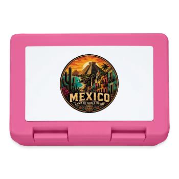 Mexico Vintage Travel Sun & Stone Badge - Lunchbox - pink - Front