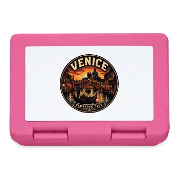 Venice Floating City Vintage Travel Badge - Lunchbox - pink - Front