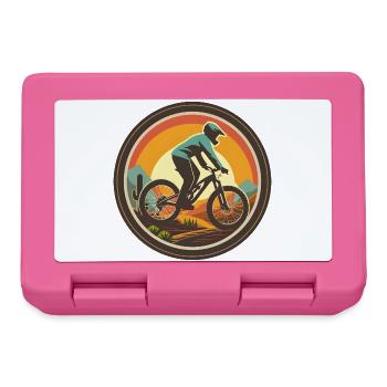 Mountain biking illustration - Lunchbox - pink - Front
