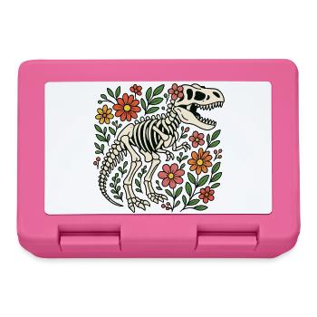 T Rex Skeleton with Flowers - Lunchbox - pink - Front
