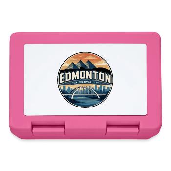 Retro Edmonton Walterdale Bridge Badge - Lunchbox - pink - Front