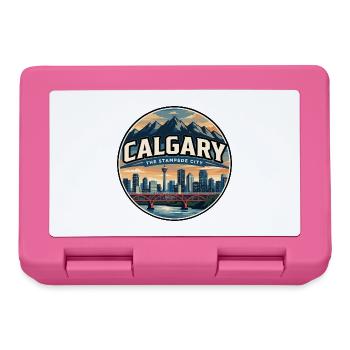 Retro Calgary Peace Bridge Travel Badge - Lunchbox - pink - Front