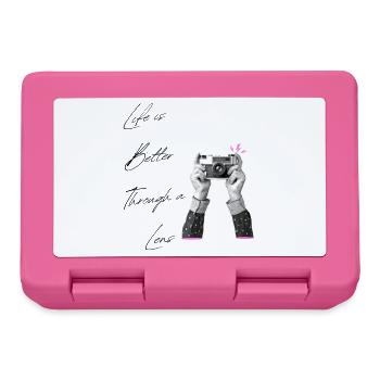Life Is Better Through A Lens Vintage Camera Art - Lunchbox - pink - Front