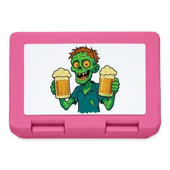 Happy zombie with beer - Lunchbox - pink - Front