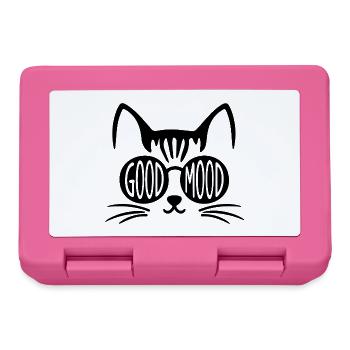 Chat de bonne humeur avec des lunettes rondes - Boîte à goûter - rose - Devant
