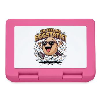I’m Feeling Eggstatic – Energetic Egg Cartoon Pun - Lunchbox - pink - Front