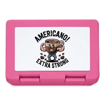 Strong Americano – Flexing Coffee Cup Cartoon - Lunchbox - pink - Front