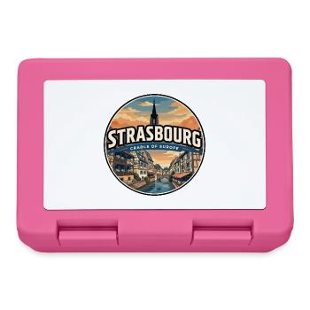 Retro Straßburger Petite France Abzeichen - Brotdose - Pink - Vorne