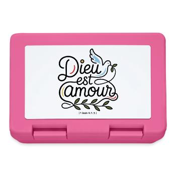 Dieu est amour 🕊️ | 1 Jean 4:8 - Boîte à goûter - rose - Devant