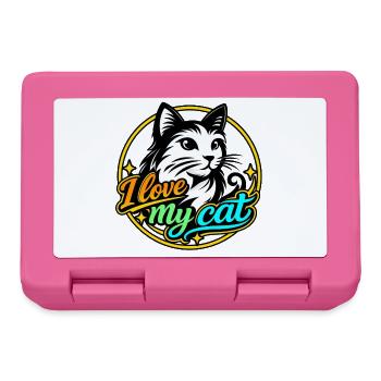 I Love My Cat Neon – Katzendesign-Damenkleidung - Brotdose - Pink - Vorne