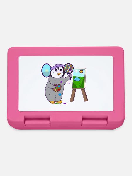 Künstler Pinguin Maler - Brotdose - Pink