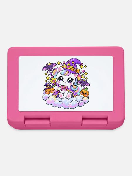 Prinzessin Einhornkatze auf Halloween-Wolken - Brotdose - Pink
