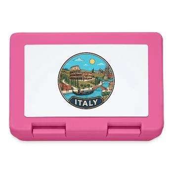 Italien Reiseabzeichen Kolosseum Schiefer Turm Pisa - Brotdose - Pink - Vorne