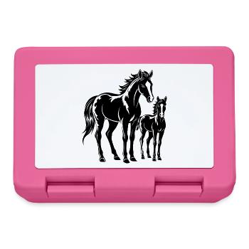 Pferd und Fohlen - Brotdose - Pink - Vorne