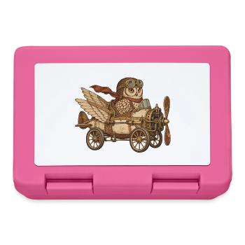 Steampunk Eulenflugmaschine - Brotdose - Pink - Vorne