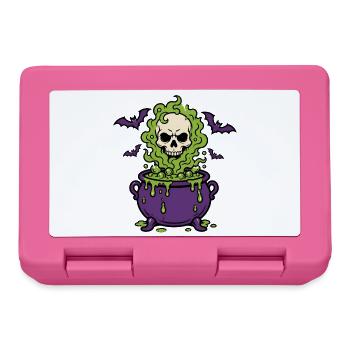 Halloween Hexenkessel Totenkopf Dampf Shirt - Brotdose - Pink - Vorne