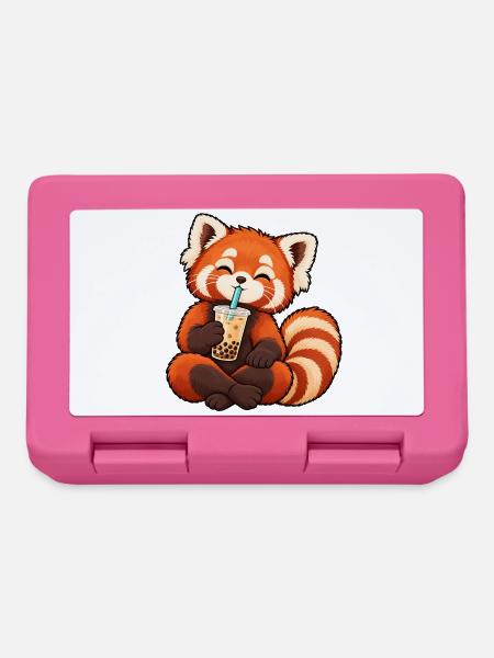 Kreuzbeiniger roter Panda trinkt Bubble Tea - Brotdose - Pink