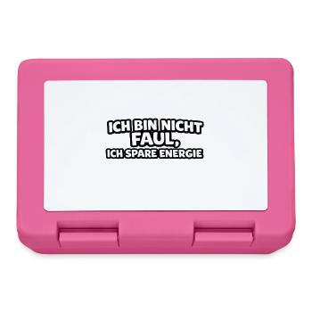 Ich bin nicht faul ich spare Energie 3D Text Shirt - Brotdose - Pink - Vorne