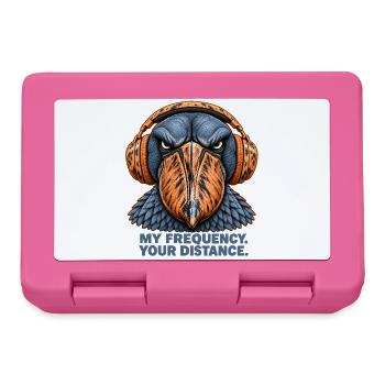 Shoebill mit Kopfhörern – My Frequency Your Dista - Brotdose - Pink - Vorne