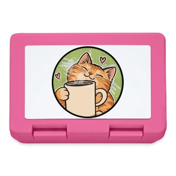 Cozy Cat Coffee Heart Illustration - Brotdose - Pink - Vorne