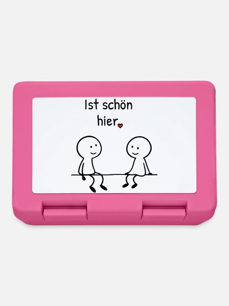Ist schön hier. | Zwei Figuren mit Herz - Brotdose - Pink