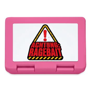 Achtung Ragebait Warnschild Typografie Shirt - Brotdose - Pink - Vorne