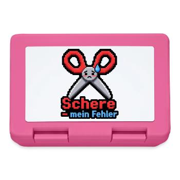 Schere mein Fehler Pixel Art Retro Gaming Shirt - Brotdose - Pink - Vorne