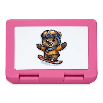 Winterteddy auf dem Snowboard - Brotdose - Pink - Vorne