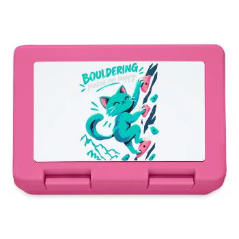 Süße Katze beim Bouldern – Spruch Geschenk - Brotdose - Pink - Vorne