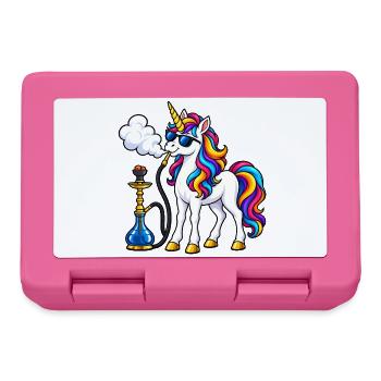 Einhorn mit Shisha – Fantasievolles Motiv - Brotdose - Pink - Vorne