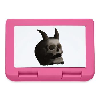 Dunkler Totenkopf mit Hörnern - Dämonenschädel - Brotdose - Pink - Vorne