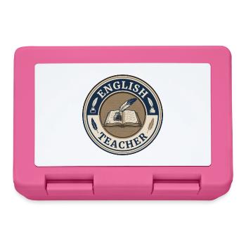 Vintage Englischlehrer-Hardcover-Buchdeckel mit Feder - Brotdose - Pink - Vorne