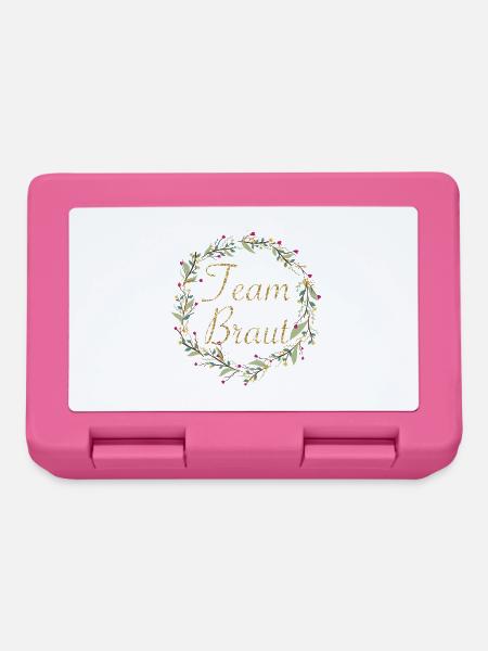 Team Braut mit Blumenkranz goldener Schriftzug - Brotdose - Pink