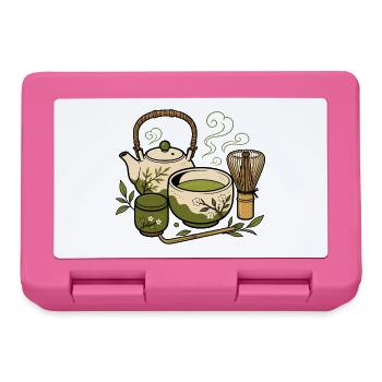 Japanisches Tee Set Matcha Besen Zen Vektor Shirt - Brotdose - Pink - Vorne