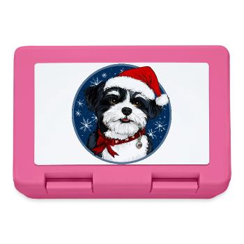 Hund Weihnachtsmann - Brotdose - Pink - Vorne