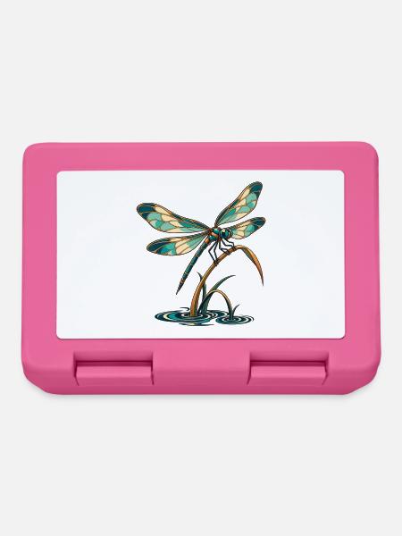 Libelle über stillem Wasser - Brotdose - Pink